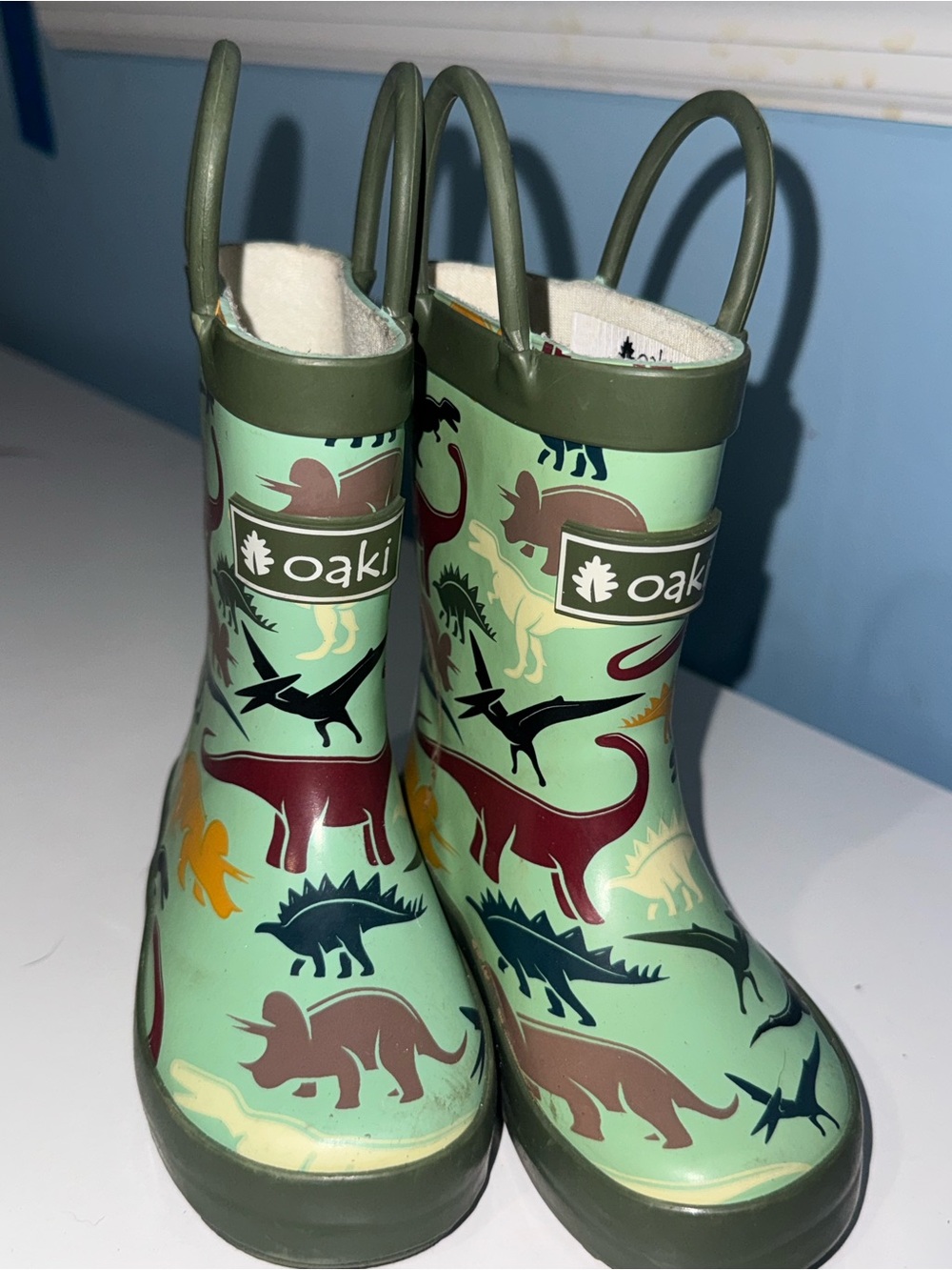 Oaki Kids' Green Dinosaur Rain & Snow Boots